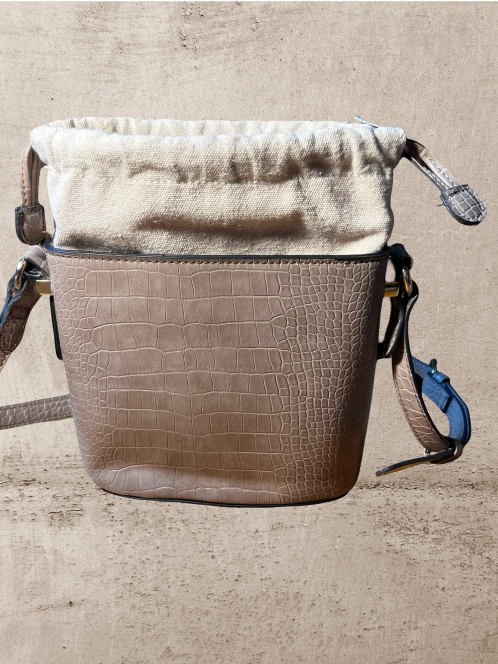 Accessorize London Faux Croc Drawstring Crossbody Bag